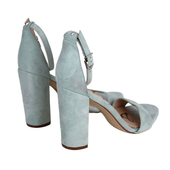 Sam Edelman Yaro BLUE GRAY SUEDE LEATHER HIGH HEEL OPEN TOE SLINGBACK SHOES 7M - Picture 6 of 9